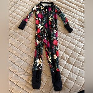 Little Sleepies Black Poinsettia Floral Zippy
